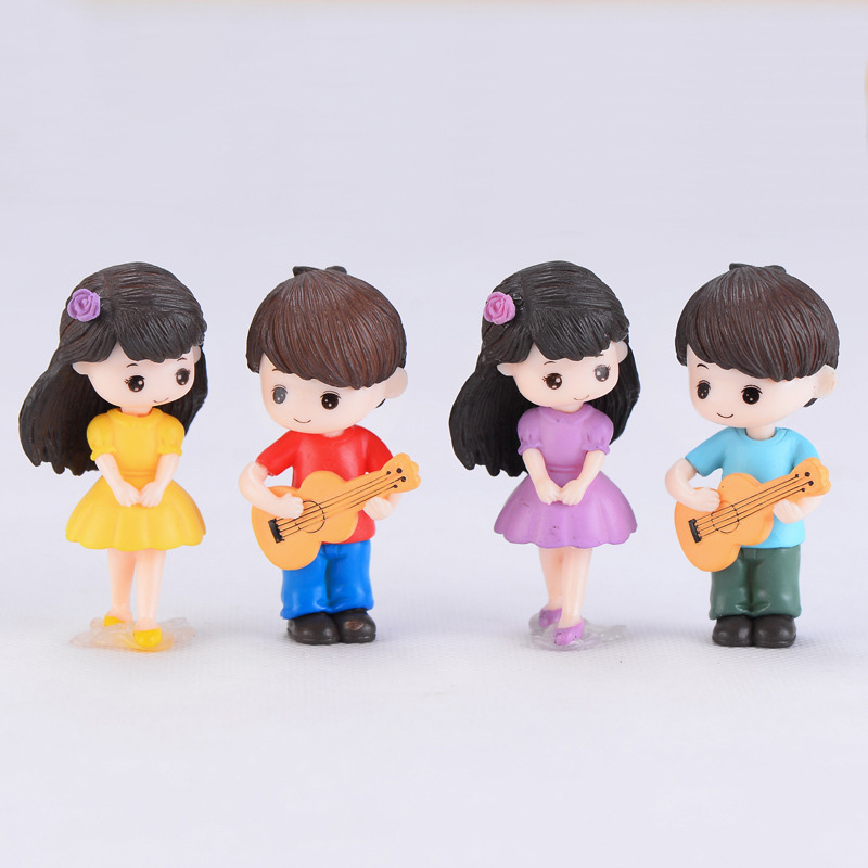 Car Accessories Walmart - Guitar Couple Lover Miniature Figurines Boy