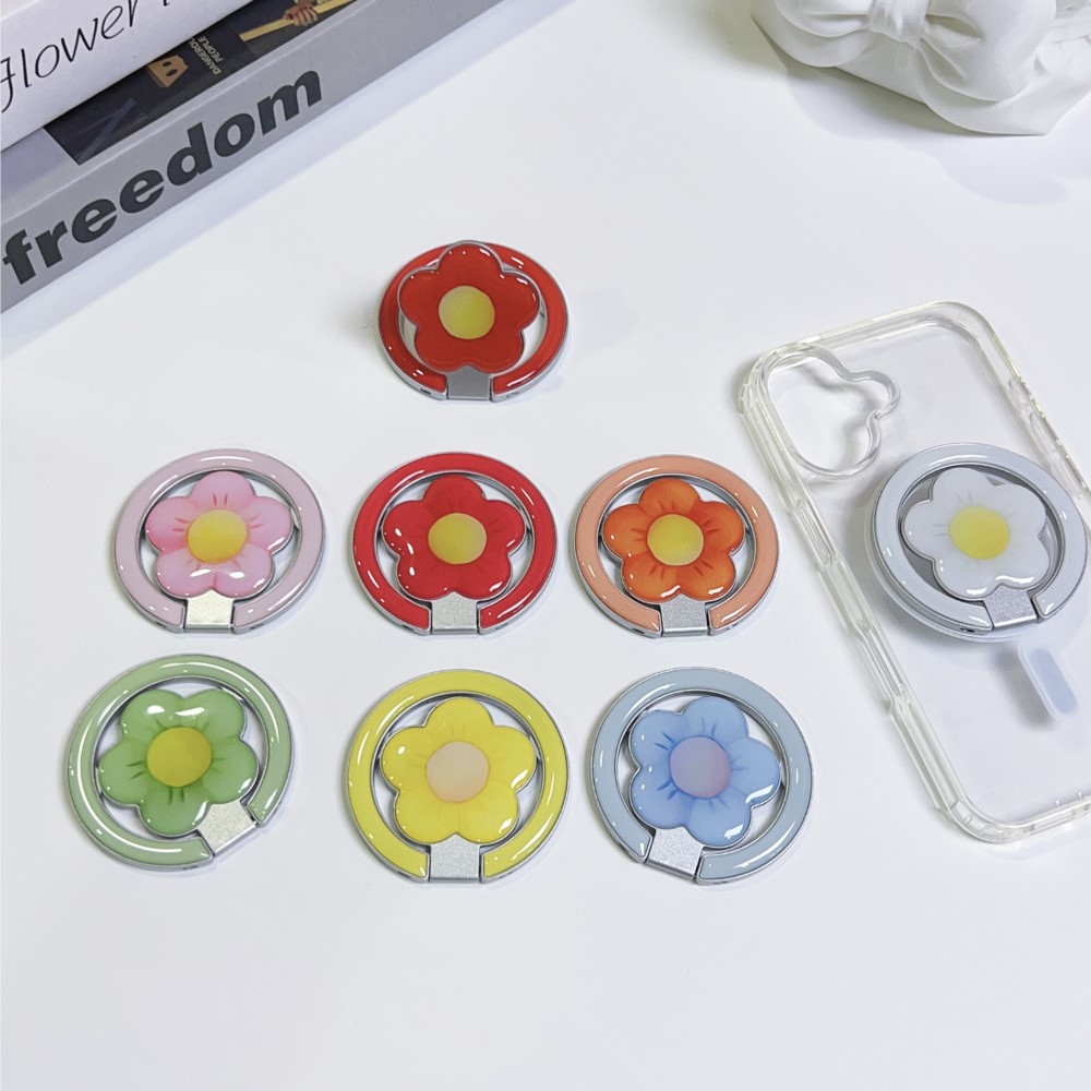 Car Accessories Decoration - Flower Magnetic Foldable Kickstand Phone Ring