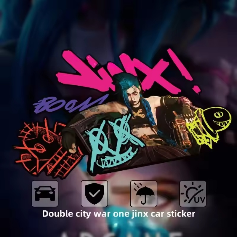 Car Accessories Decoration - Arcane Jinx Graffiti Reflective Car Sticker