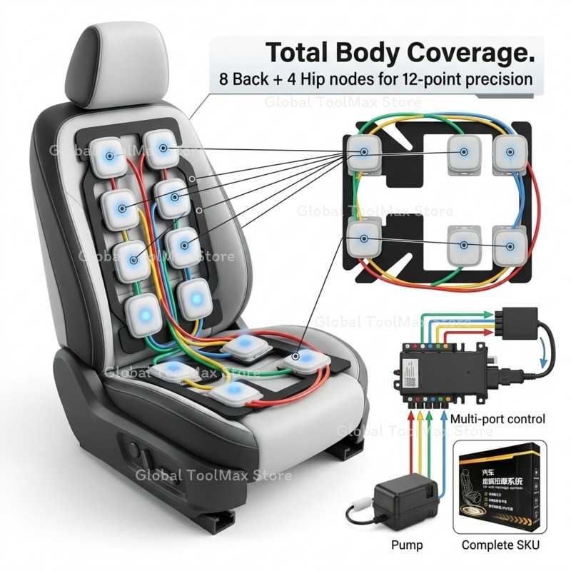 12 Air Bags Massage Car Seat C - Car Accessories Limassol recension och pris