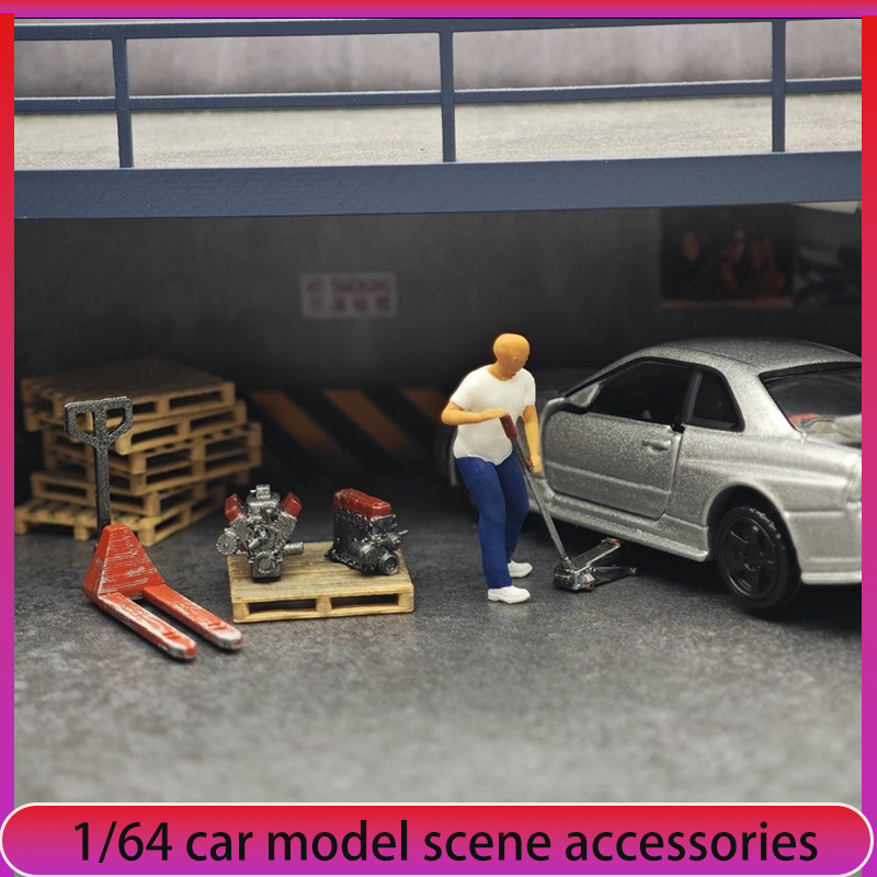 1:64 Car Model Repair Shop Sce - Car Accessories Decoration recension och pris